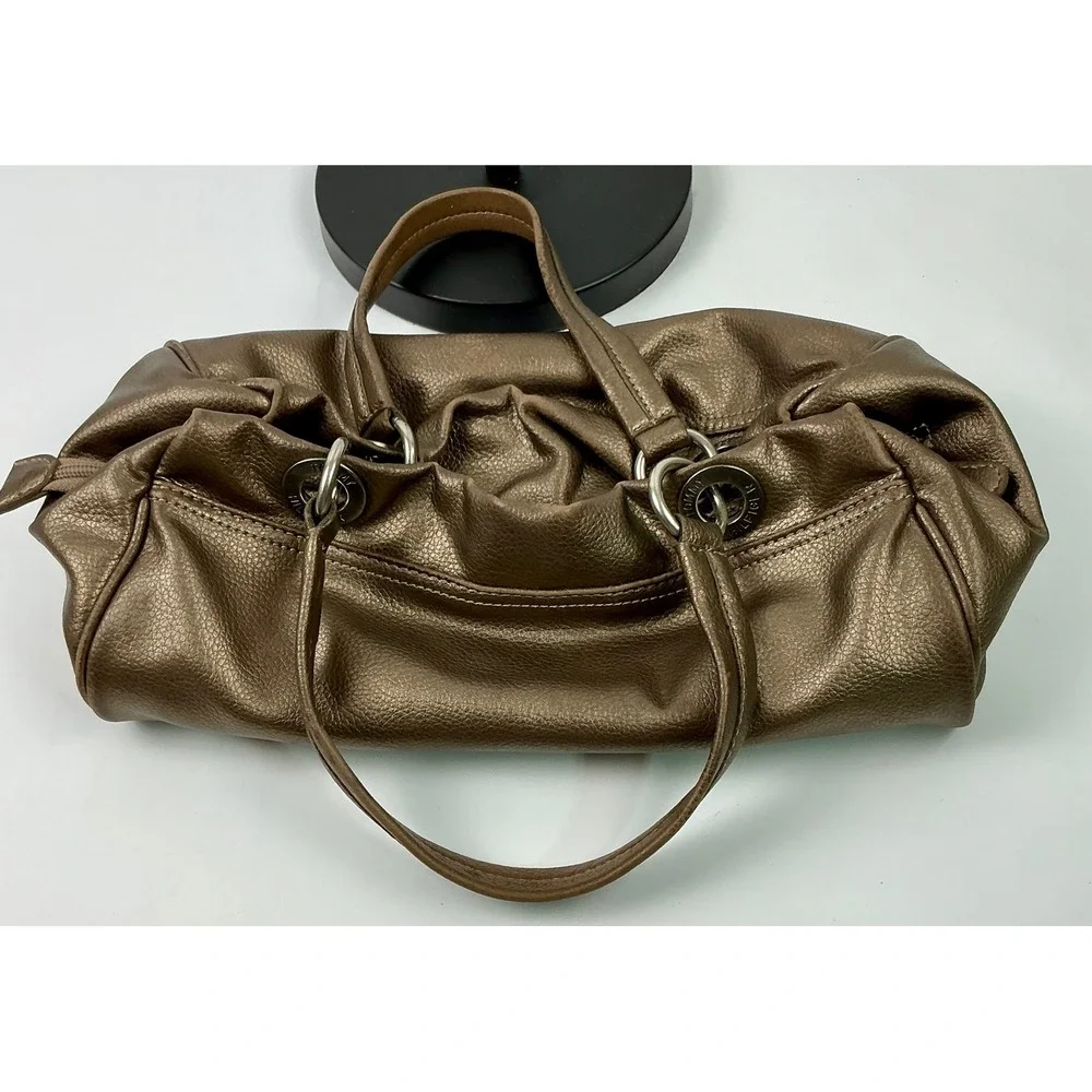 Tommy Hilfiger Bronze Metallic Satchel Purse Shoulder Bag Handbag Y2K /2000s Era